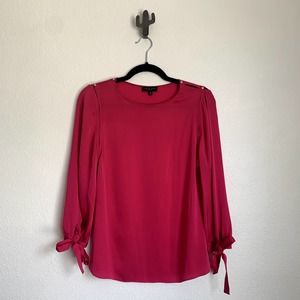 Rag & Bone Pink Silk Blend Tie Sleeve Blouse